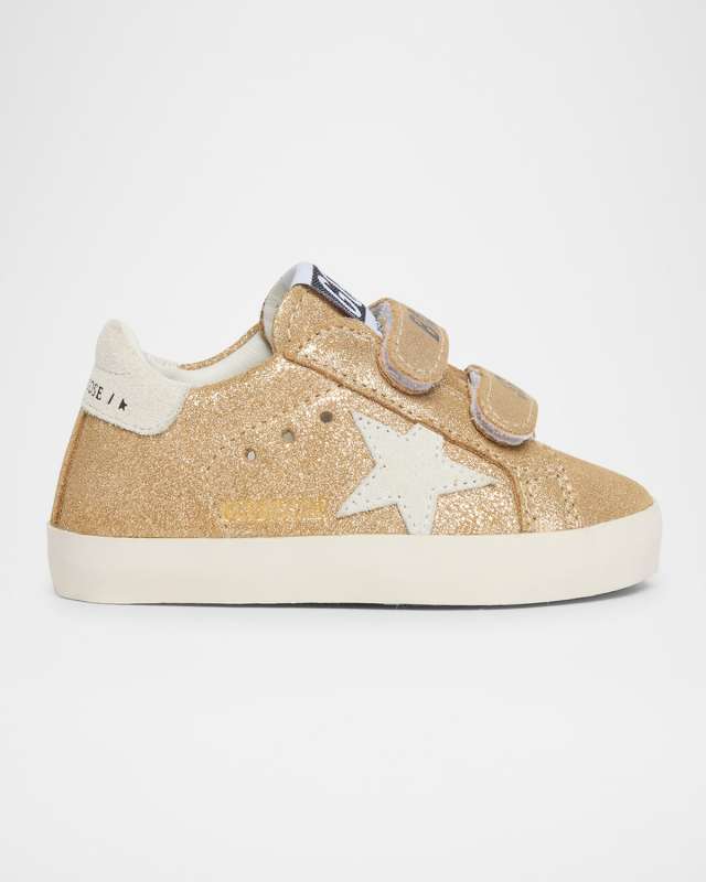Girl's School Metallic Suede Star Sneakers, Baby